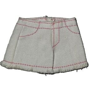 Barbie Shorts White Pink Denim Doll Clothes Accessories RARE